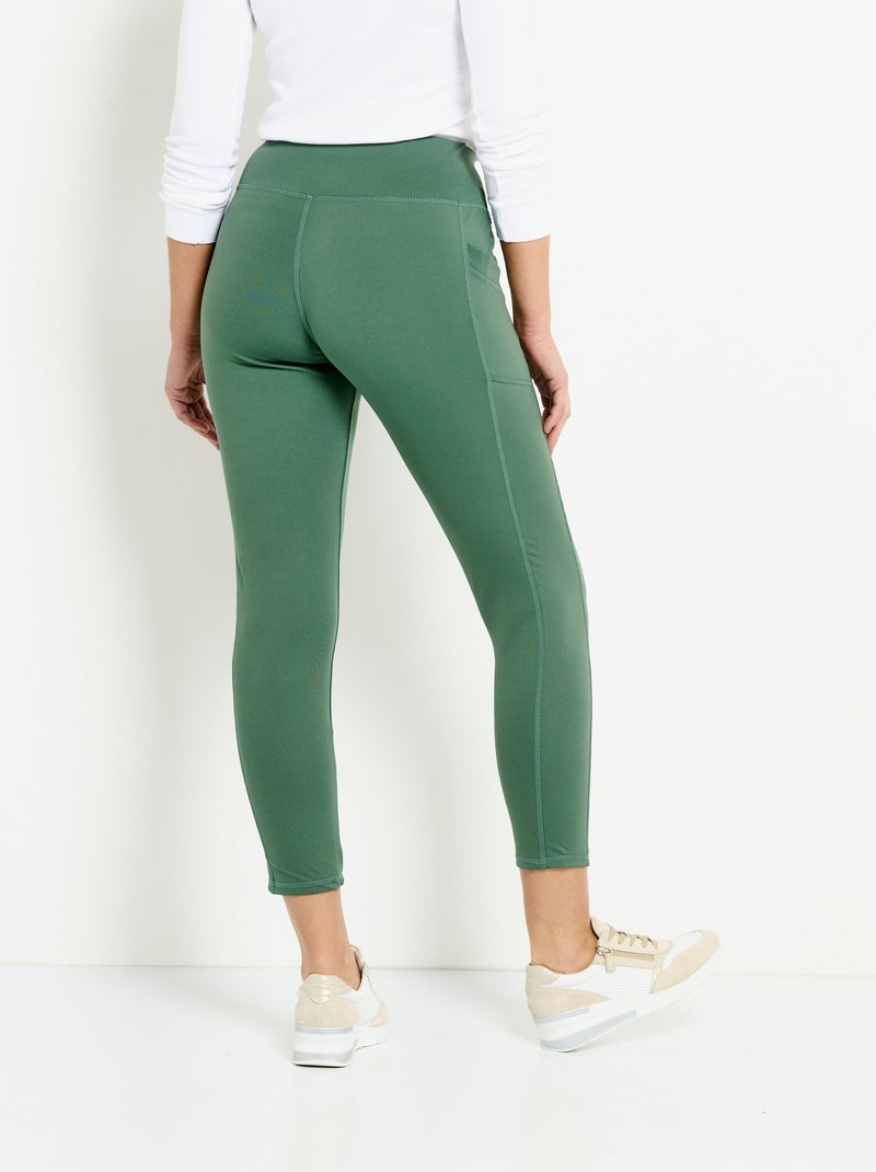 Legging de sport uni ceinture élastiquée Vert - Kiabi
