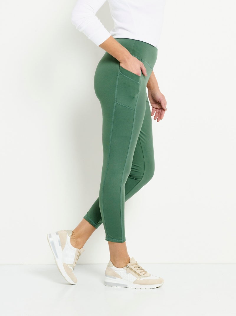 Legging de sport uni ceinture élastiquée Vert - Kiabi