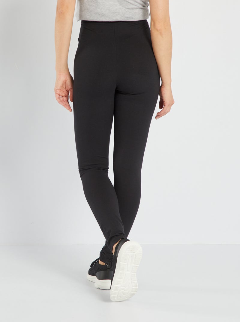 Legging Taille élastiquée Extensible Uni Ou Bicolore - Noir Rose
