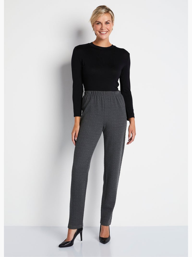Legging droit ceinture élastiquée avec laine - Afibel Gris - Kiabi