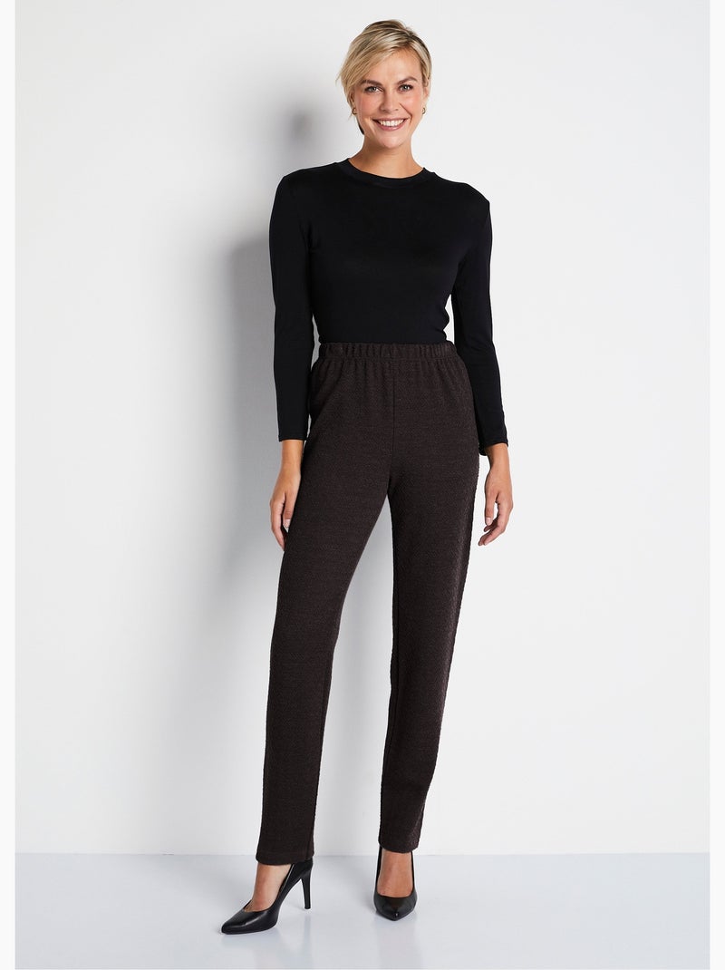 Legging droit ceinture élastiquée avec laine - Afibel Marron - Kiabi