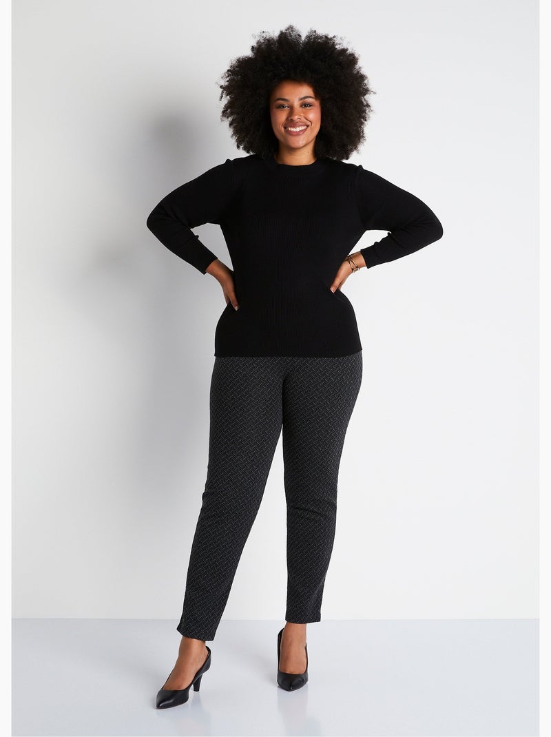 Legging droit ceinture élastiquée avec laine - afibel Noir Gris - Kiabi