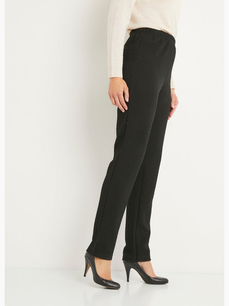 Legging droit ceinture élastiquée avec laine - afibel Noir - Kiabi
