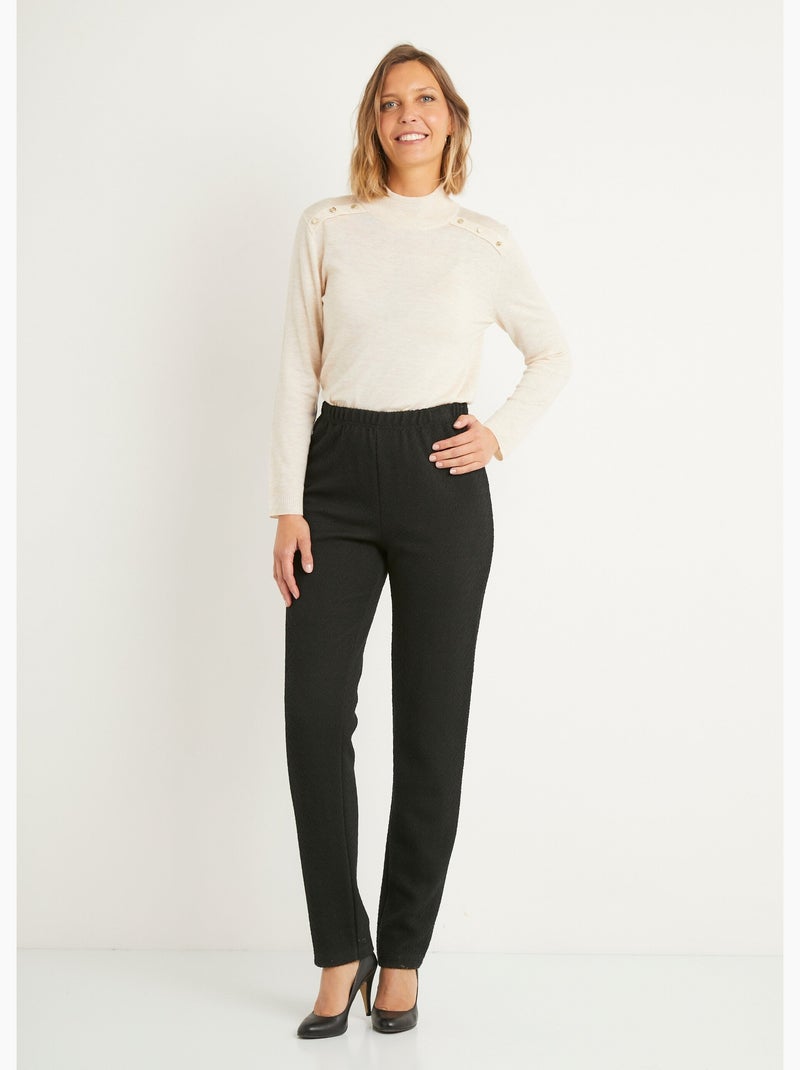 Legging droit ceinture élastiquée avec laine - afibel Noir - Kiabi