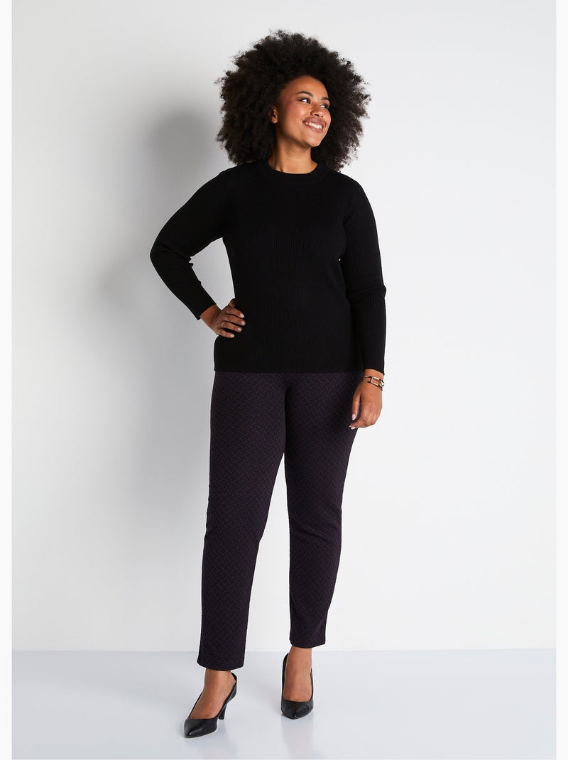 Legging droit ceinture élastiquée avec laine - Afibel Prune - Kiabi