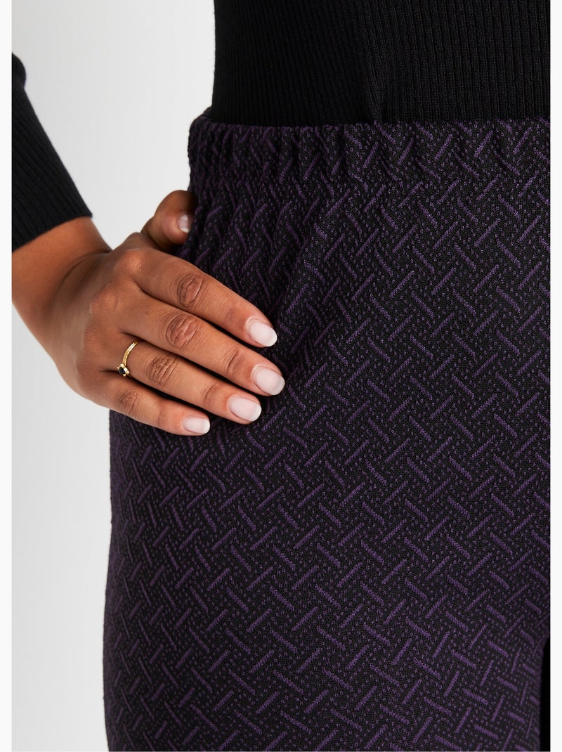 Legging droit ceinture élastiquée avec laine - Afibel Prune - Kiabi