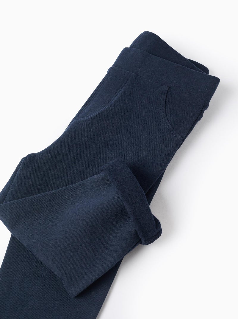 Legging en coton peigné avec poches décoratives Bleu foncé - Kiabi