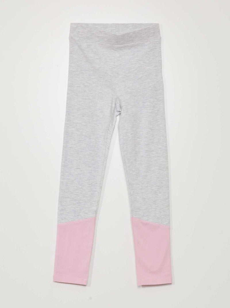 Legging en jersey avec bas contrastant Gris/rose - Kiabi