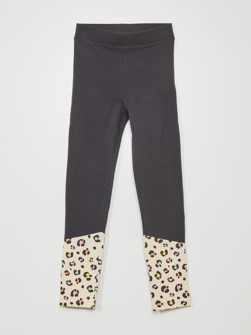 Legging en jersey avec bas léopard Noir/léopard - Kiabi