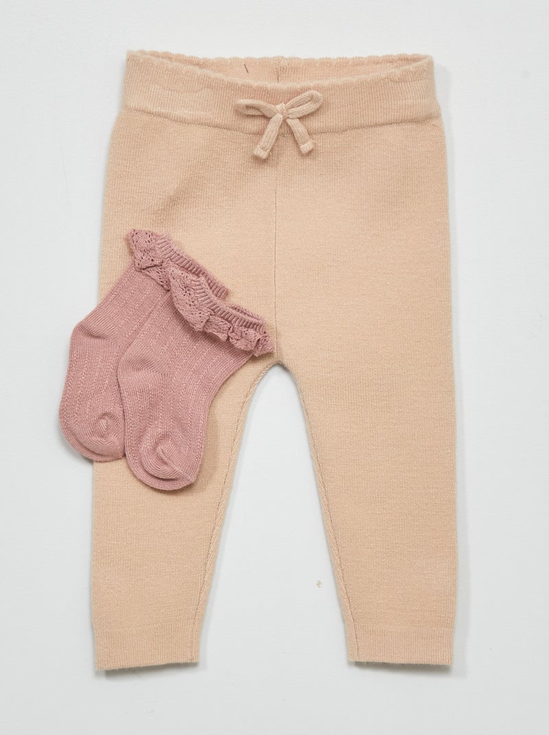 Legging en maille compacte Beige - Kiabi