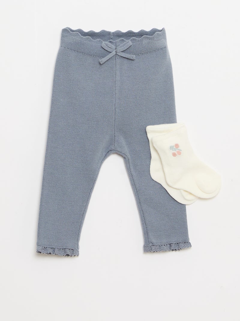 Legging en maille compacte Bleu - Kiabi