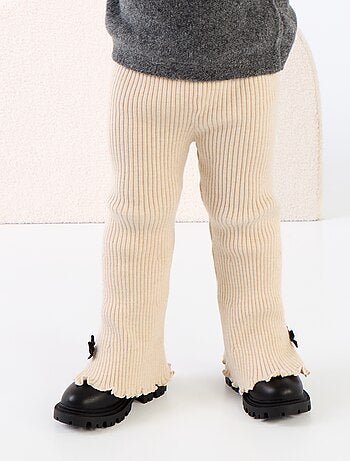 Legging en maille compacte côtelée avec nœuds