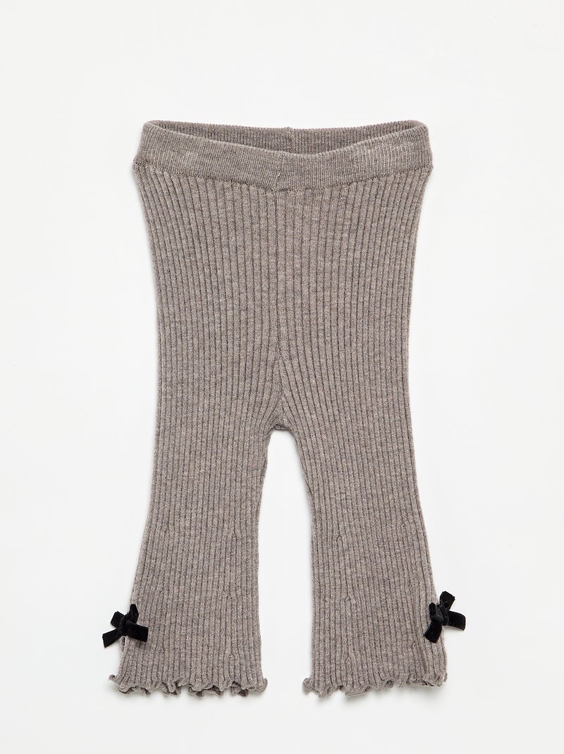 Legging en maille compacte côtelée avec nœuds Marron - Kiabi