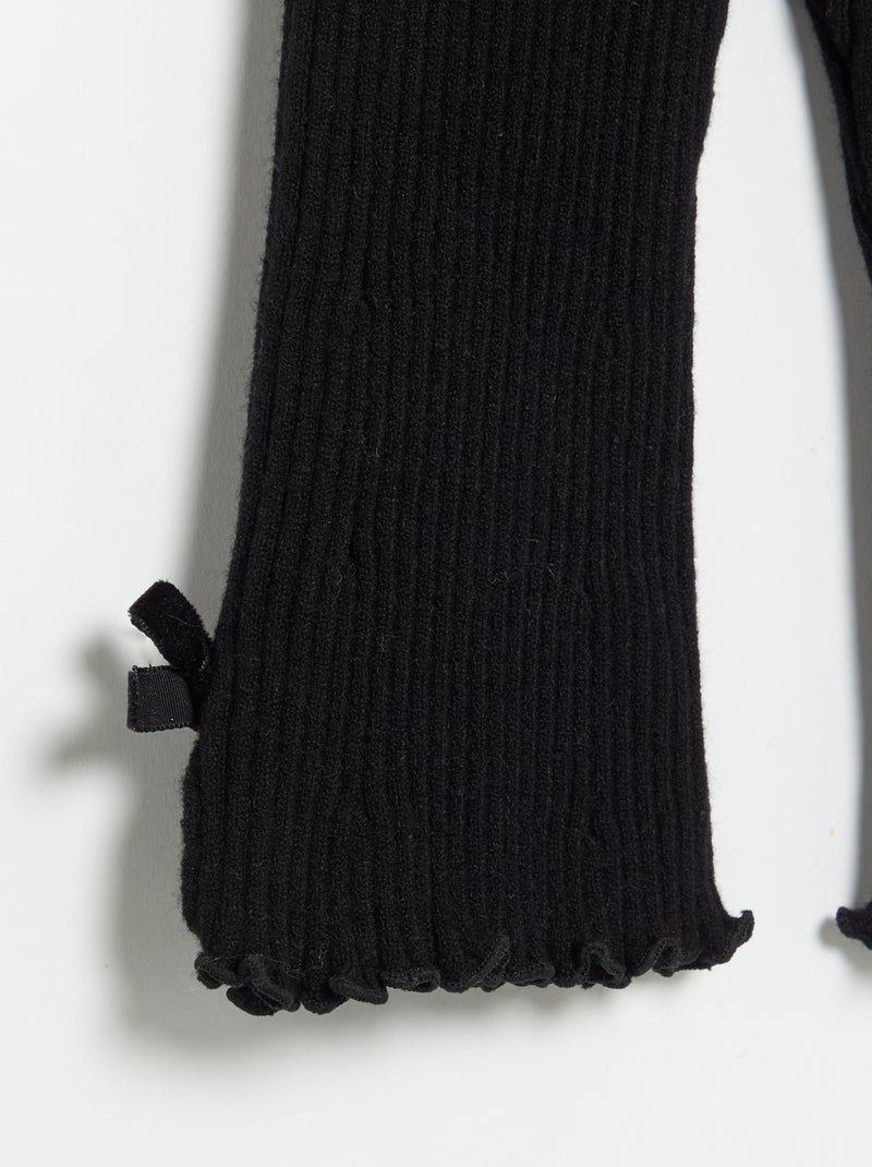 Legging en maille compacte côtelée avec nœuds Noir - Kiabi