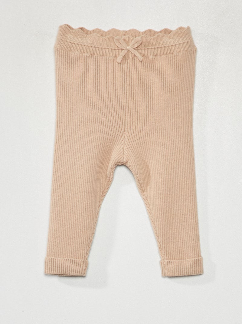 Legging en maille côtelée Beige - Kiabi