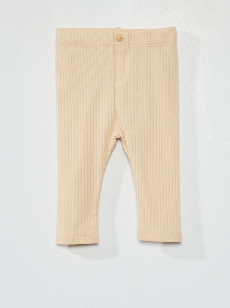 Legging en maille côtelée Beige - Kiabi