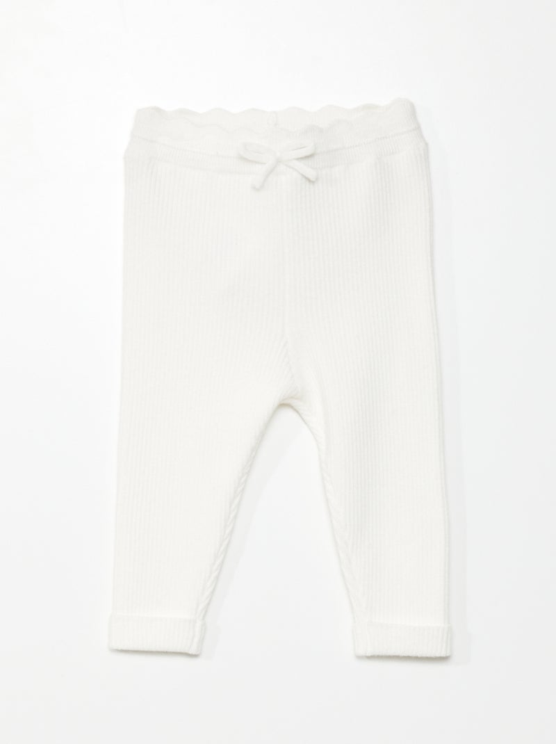 Legging en maille côtelée blanc - Kiabi