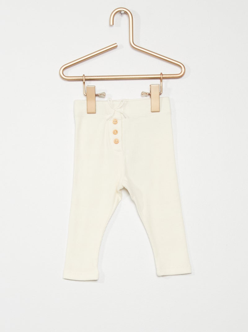Legging en maille côtelée blanc - Kiabi