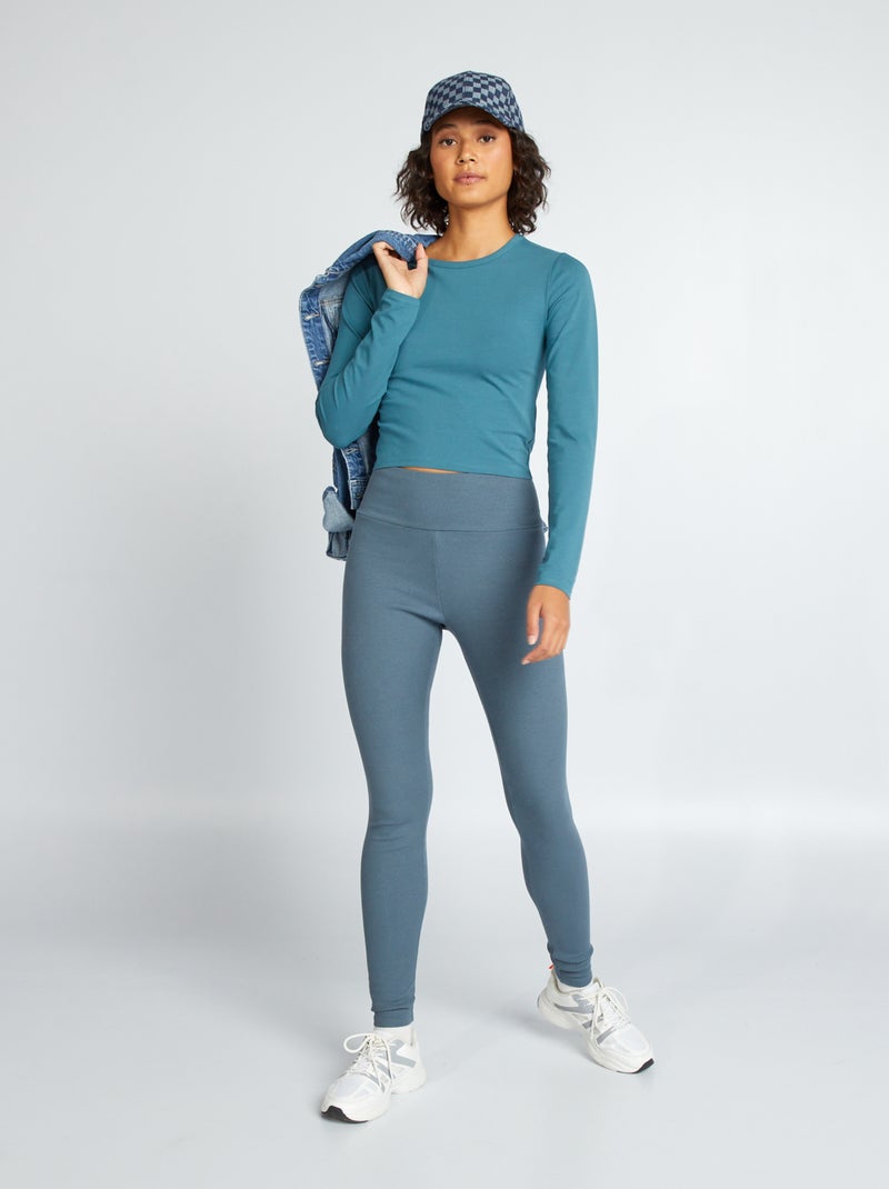 Legging en maille côtelée Gris - Kiabi
