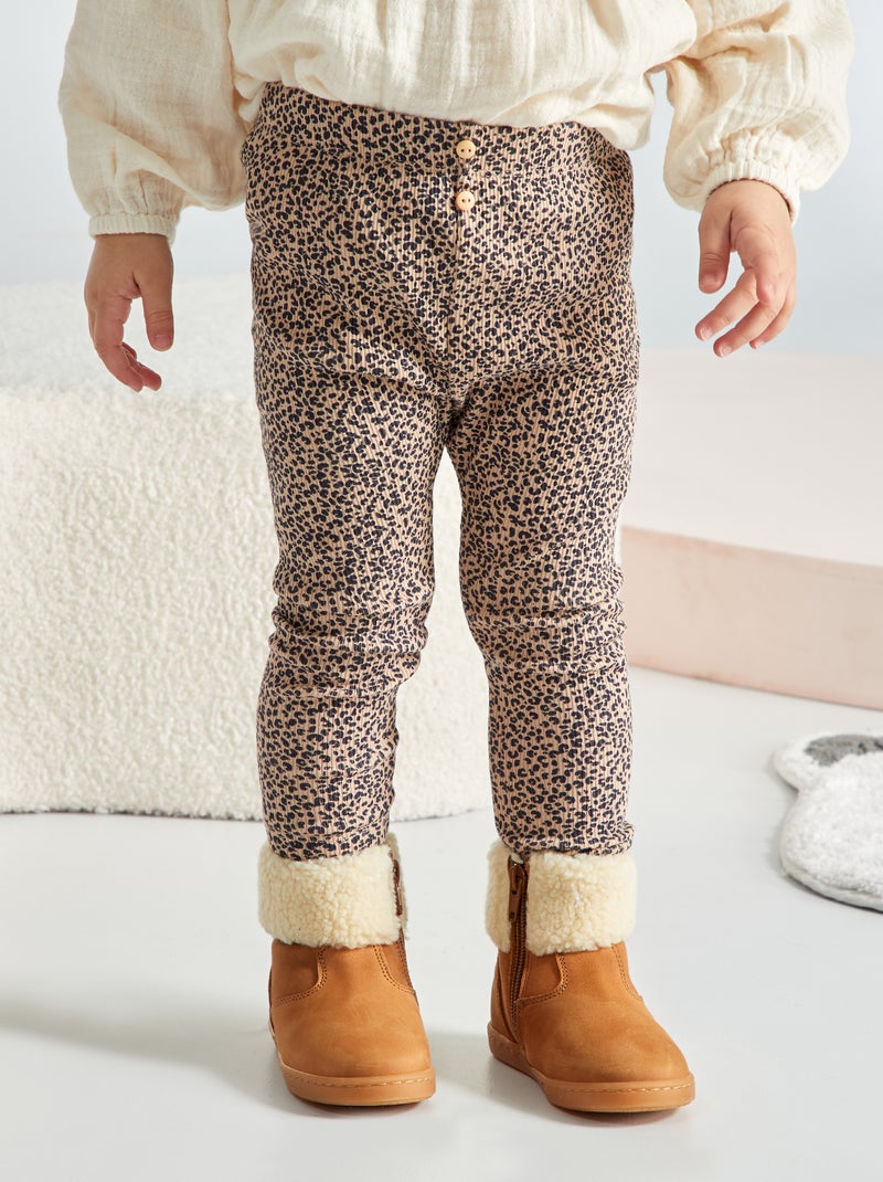 Legging en maille côtelée Marron - Kiabi