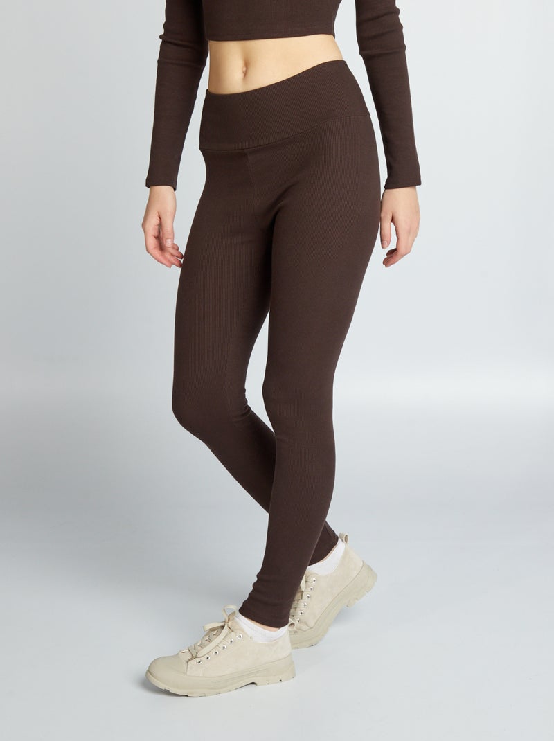 Legging en maille côtelée Marron - Kiabi