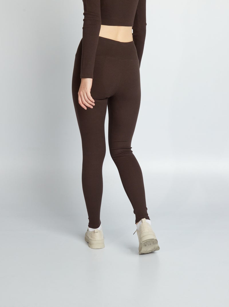 Legging en maille côtelée Marron - Kiabi