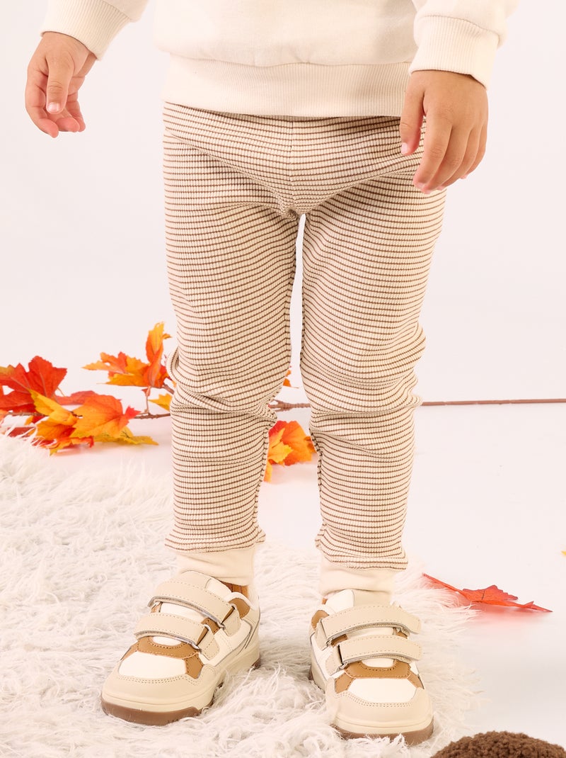 Legging en maille côtelée Marron - Kiabi