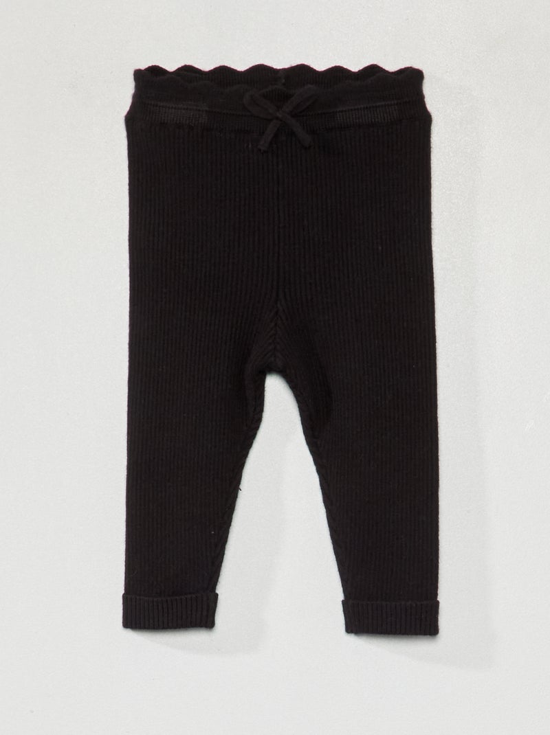 Legging en maille côtelée noir - Kiabi