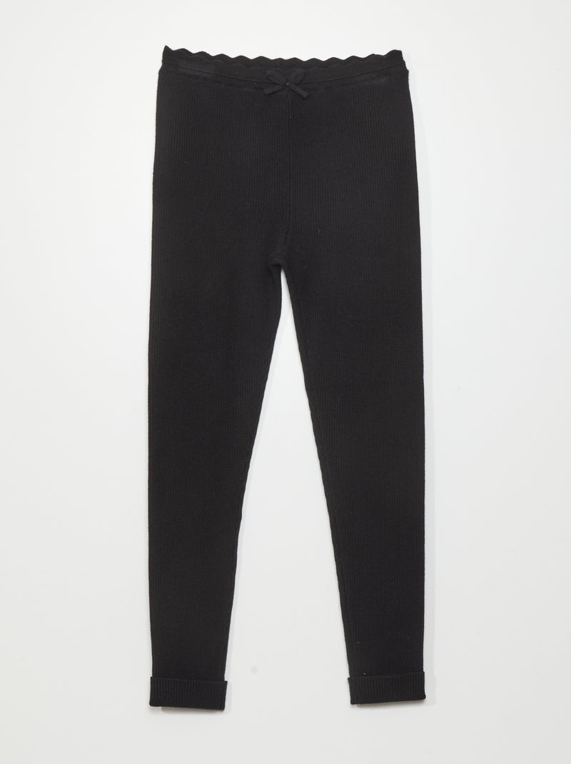 Legging en maille côtelée noir - Kiabi