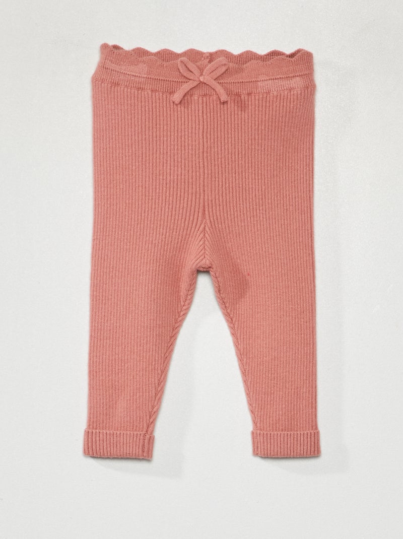 Legging en maille côtelée Rose - Kiabi