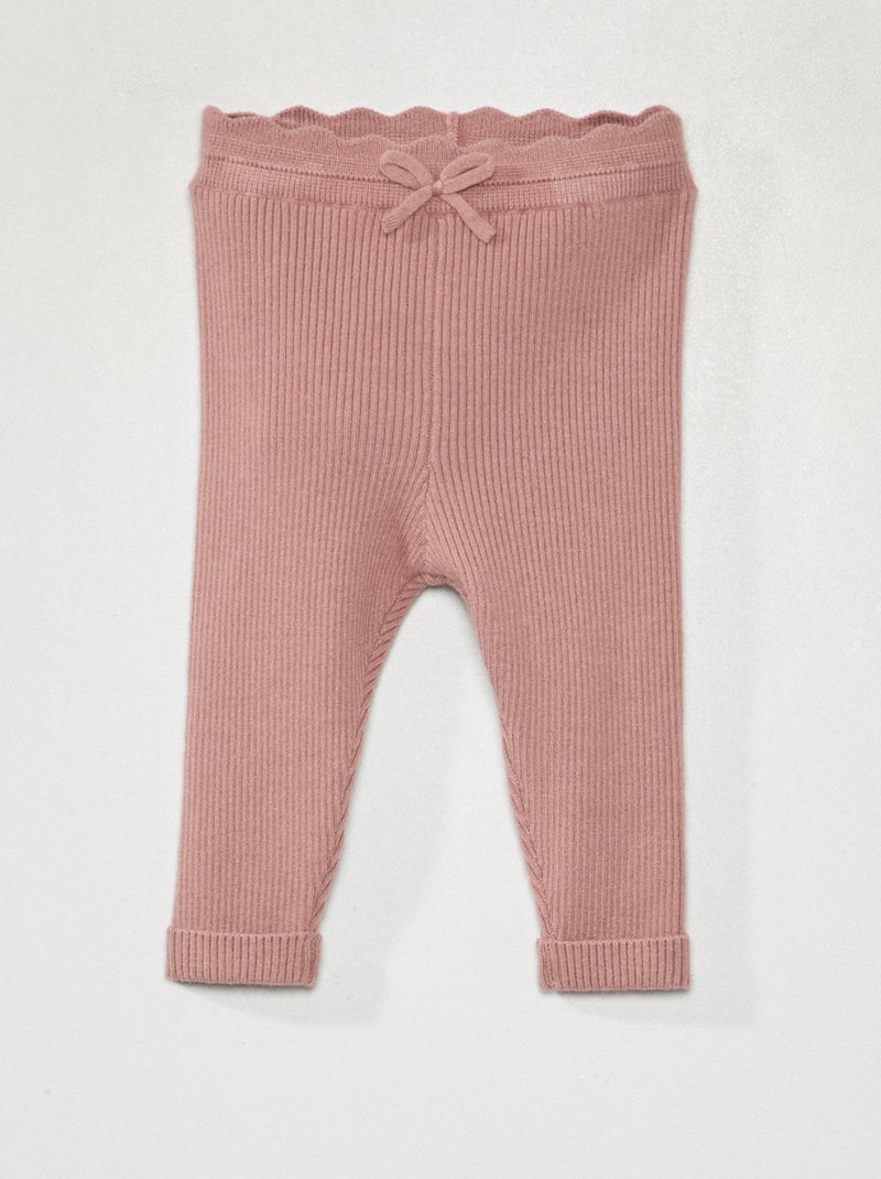 Legging en maille côtelée Rose - Kiabi