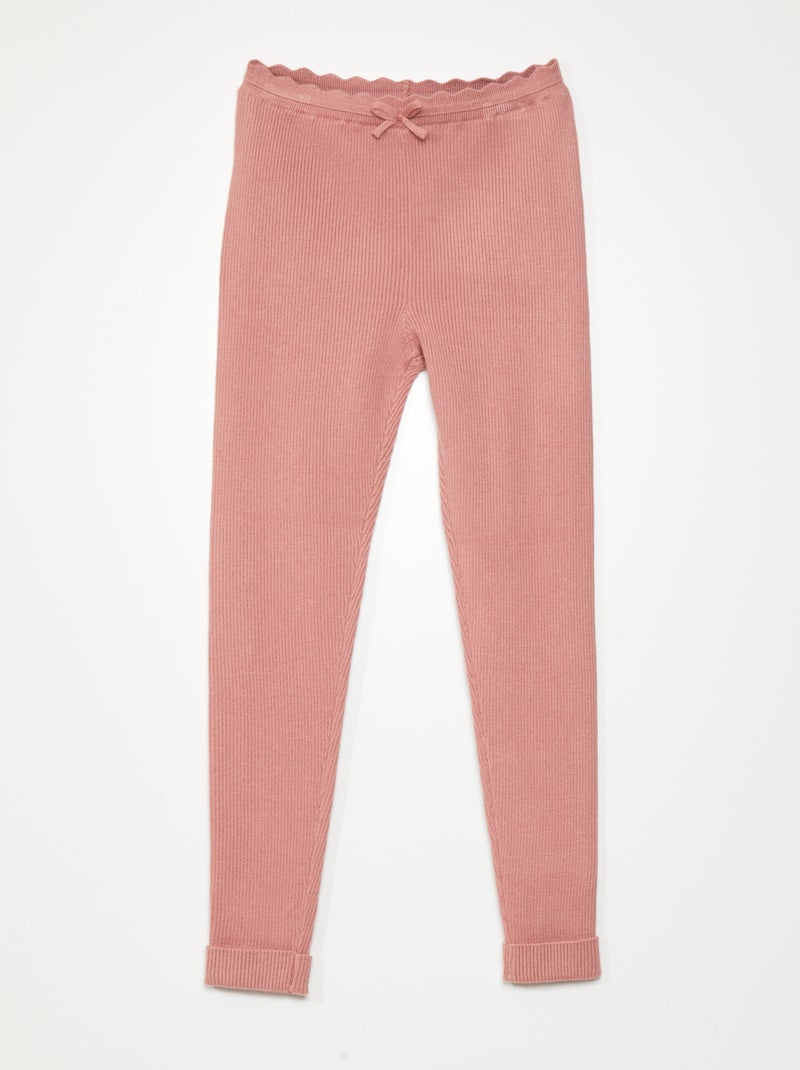Legging en maille côtelée Rose - Kiabi
