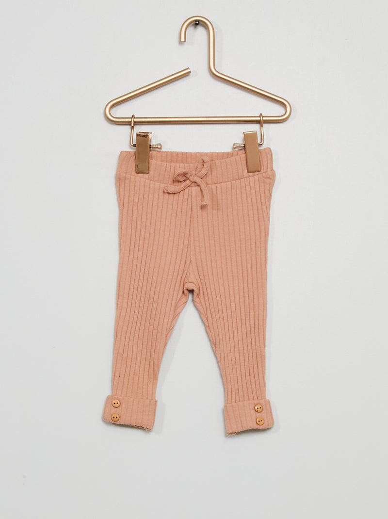 Legging en maille côtelée rose - Kiabi