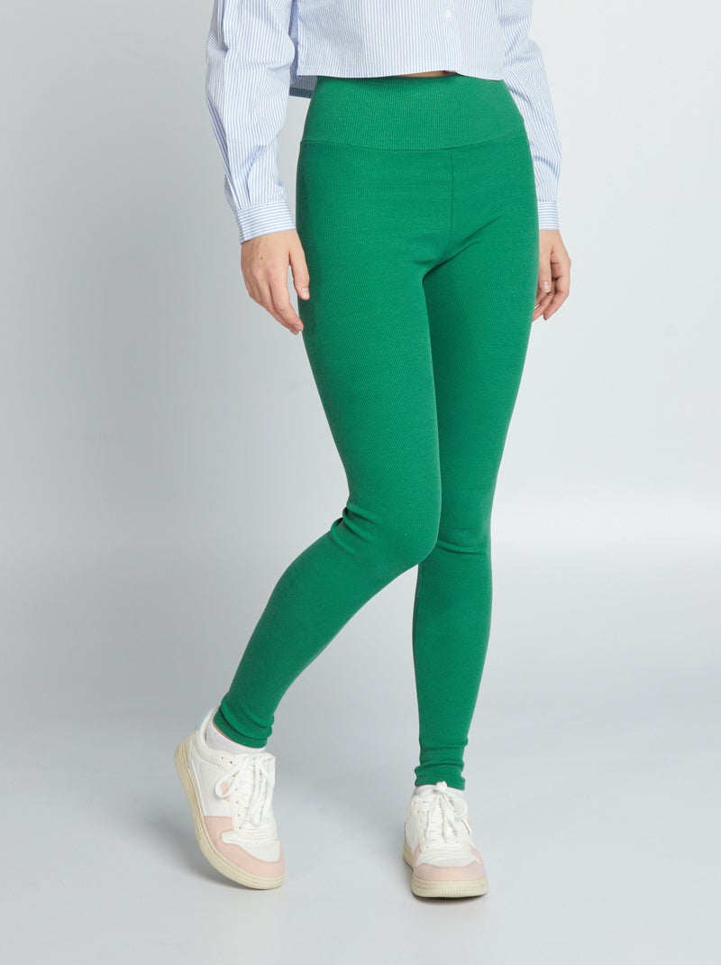 Legging en maille côtelée vert - Kiabi