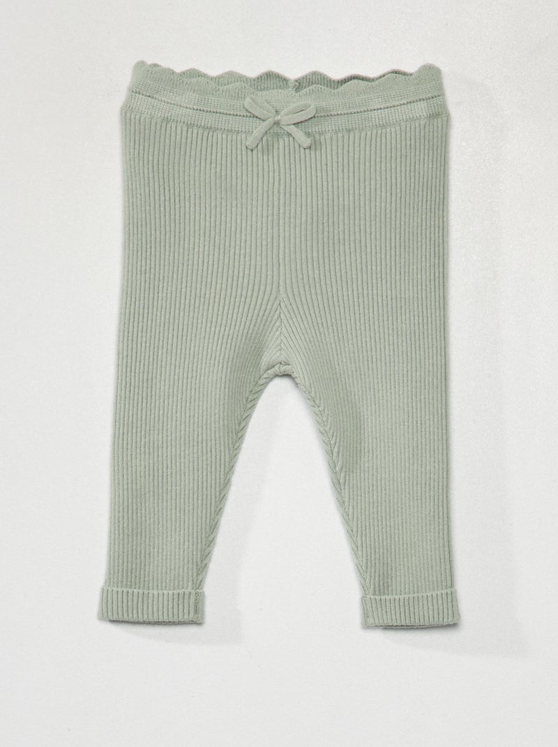 Legging en maille côtelée Vert - Kiabi