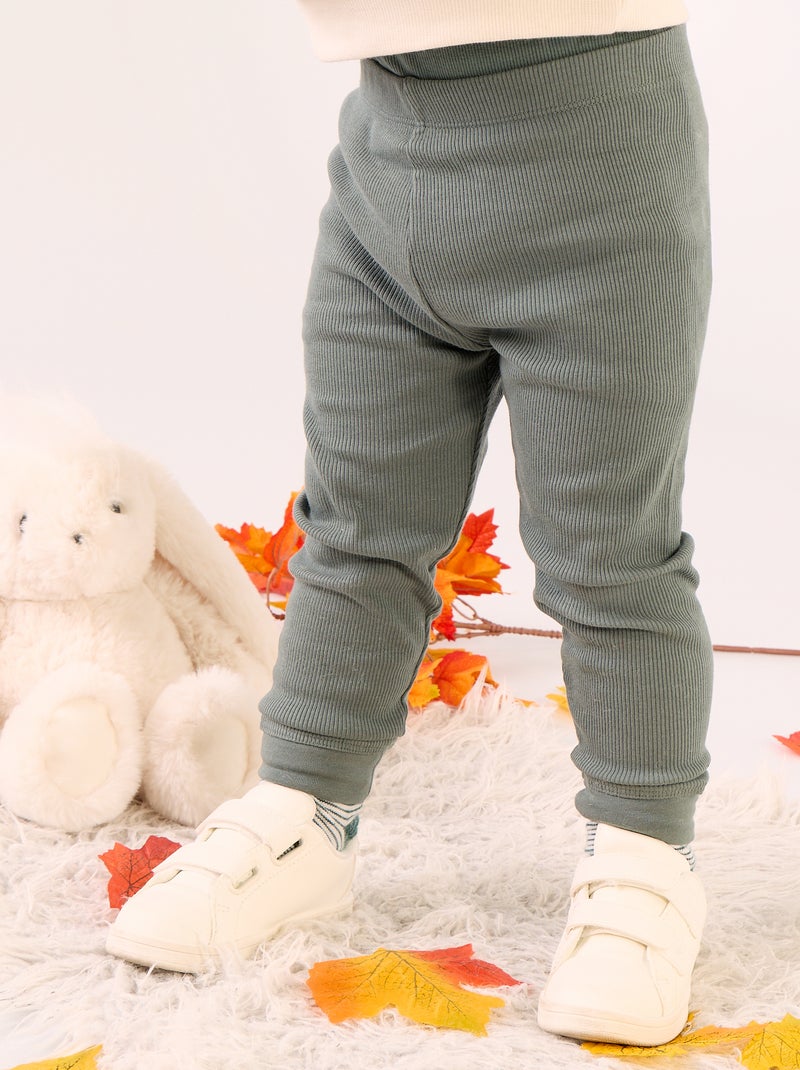Legging en maille côtelée Vert - Kiabi