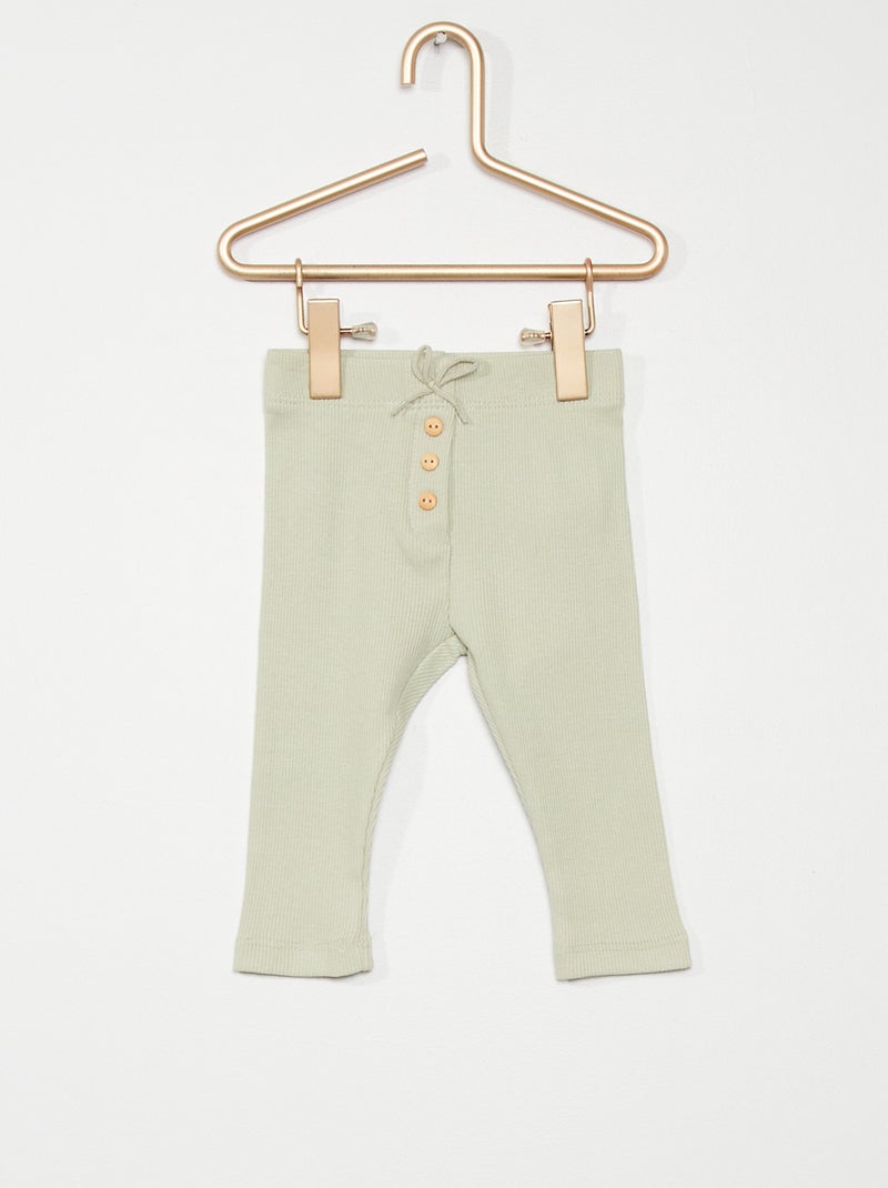 Legging en maille côtelée vert - Kiabi