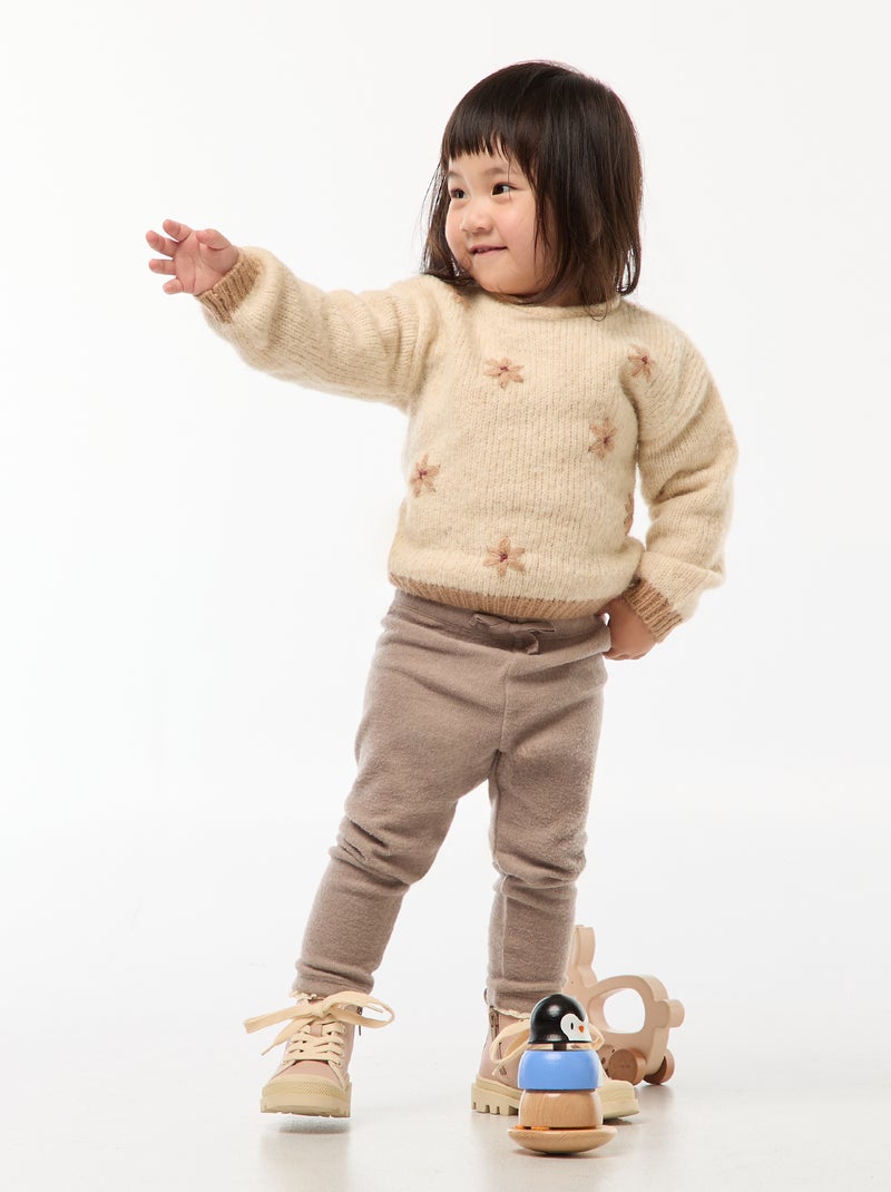 Legging en maille doudou Beige - Kiabi