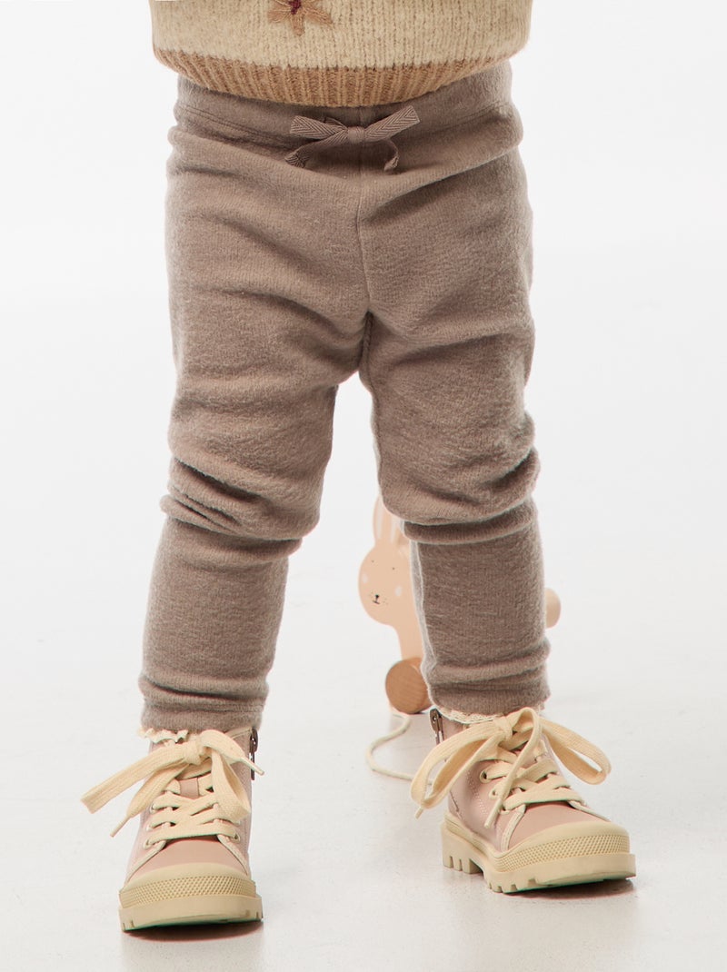 Legging en maille doudou Beige - Kiabi
