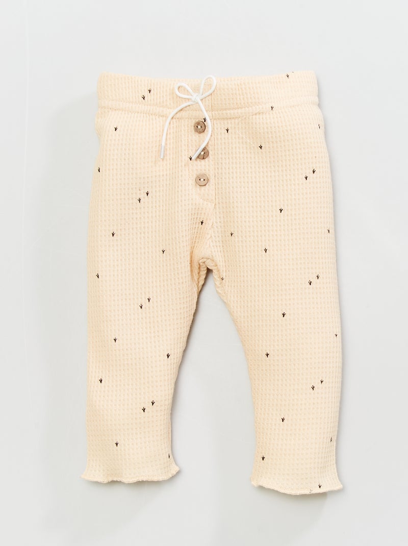 Legging en maille gaufrée Beige - Kiabi