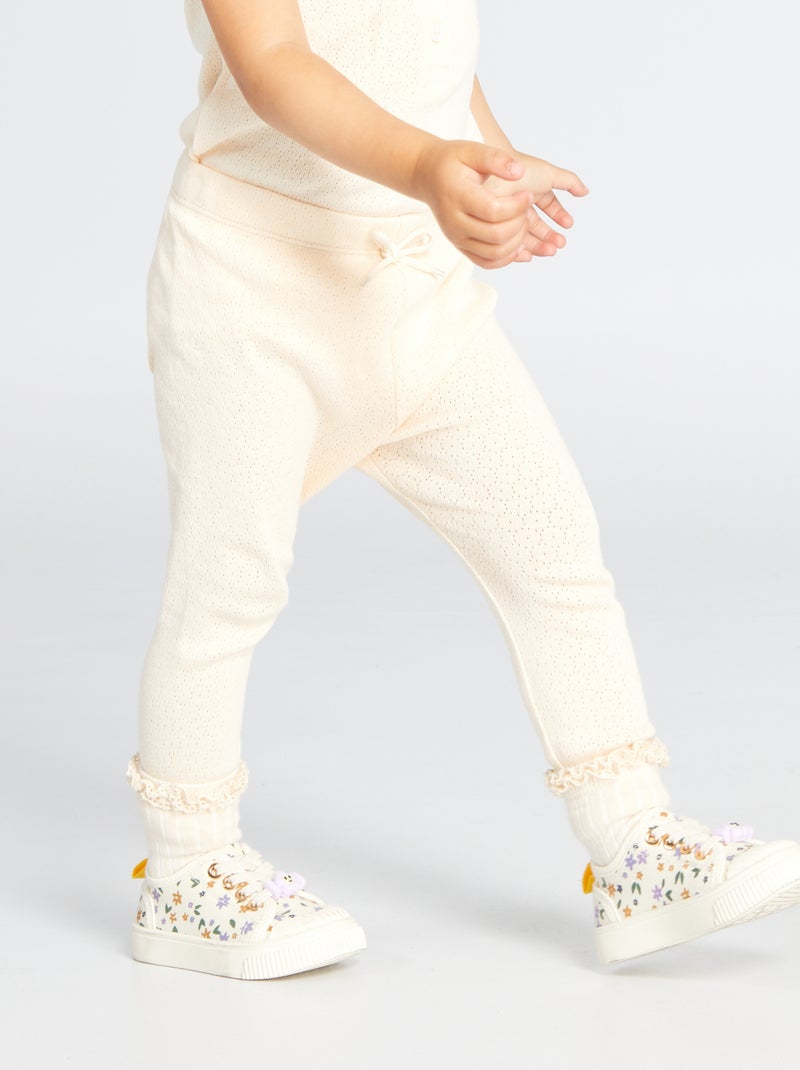 Legging en maille pointelle Ecru - Kiabi