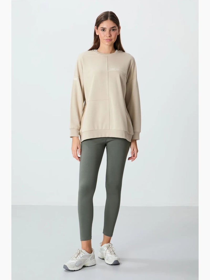 Legging en mélange de coton, taille haute tommy Kaki - Kiabi