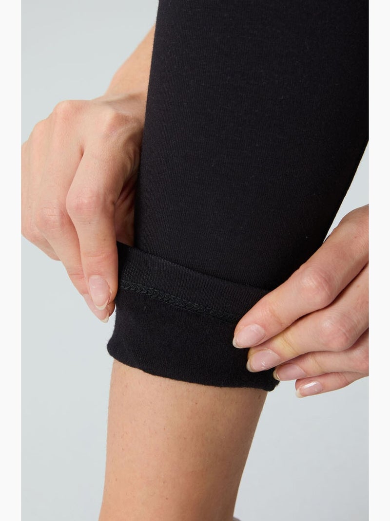 Legging en mélange de coton, taille haute tommy Noir - Kiabi