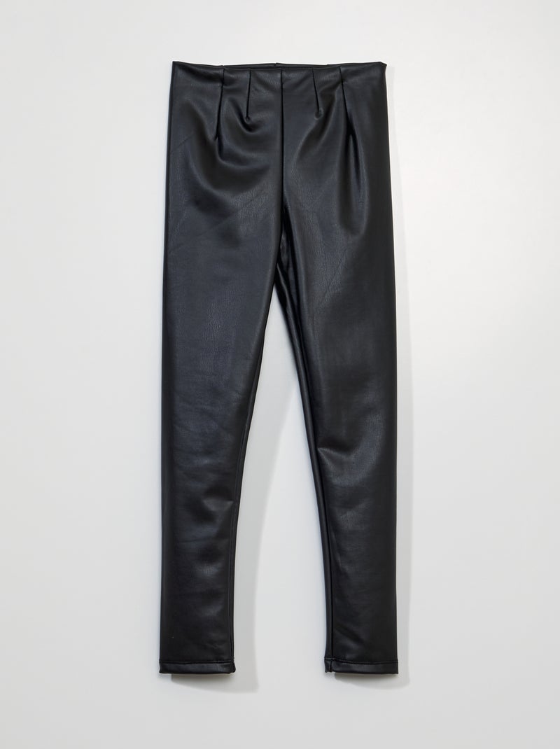 Legging en simili taille haute noir - Kiabi