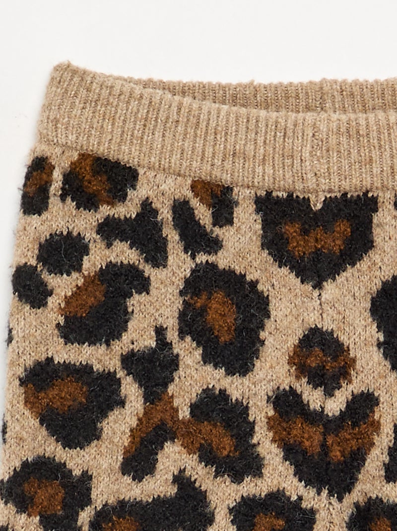 Legging en tricot à motif léopard Beige - Kiabi