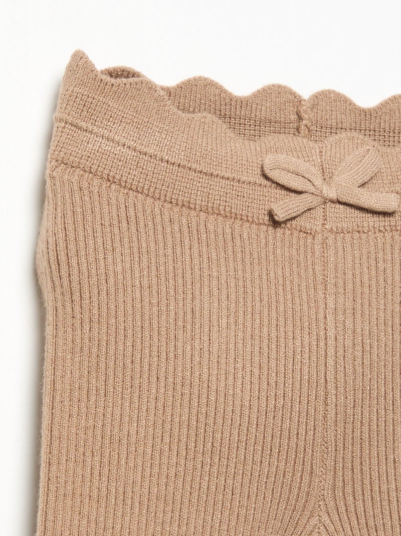 Legging en tricot avec nœud à la taille Marron - Kiabi