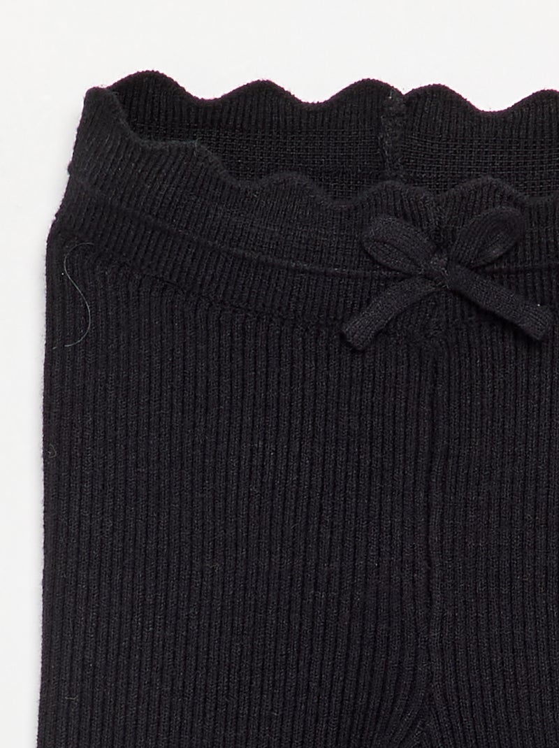 Legging en tricot avec nœud à la taille Noir - Kiabi