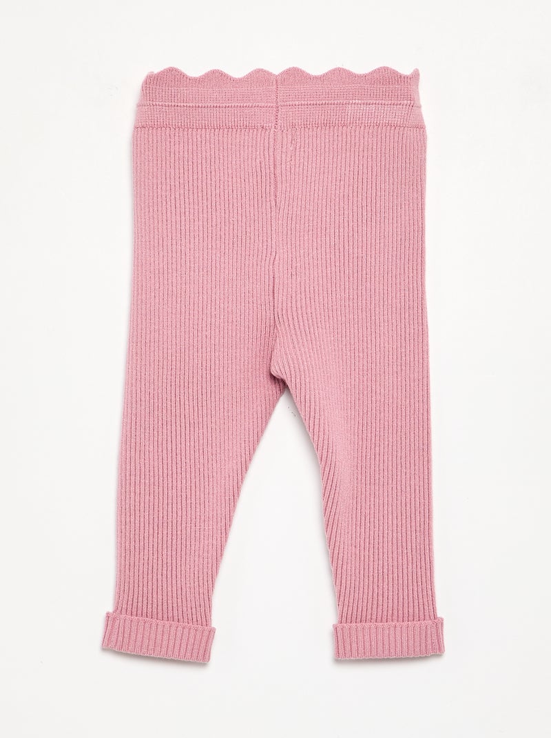 Legging en tricot avec nœud à la taille Rose - Kiabi