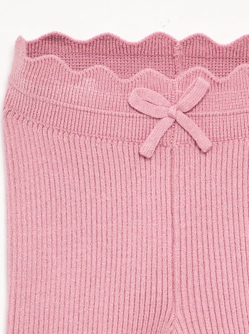 Legging en tricot avec nœud à la taille Rose - Kiabi