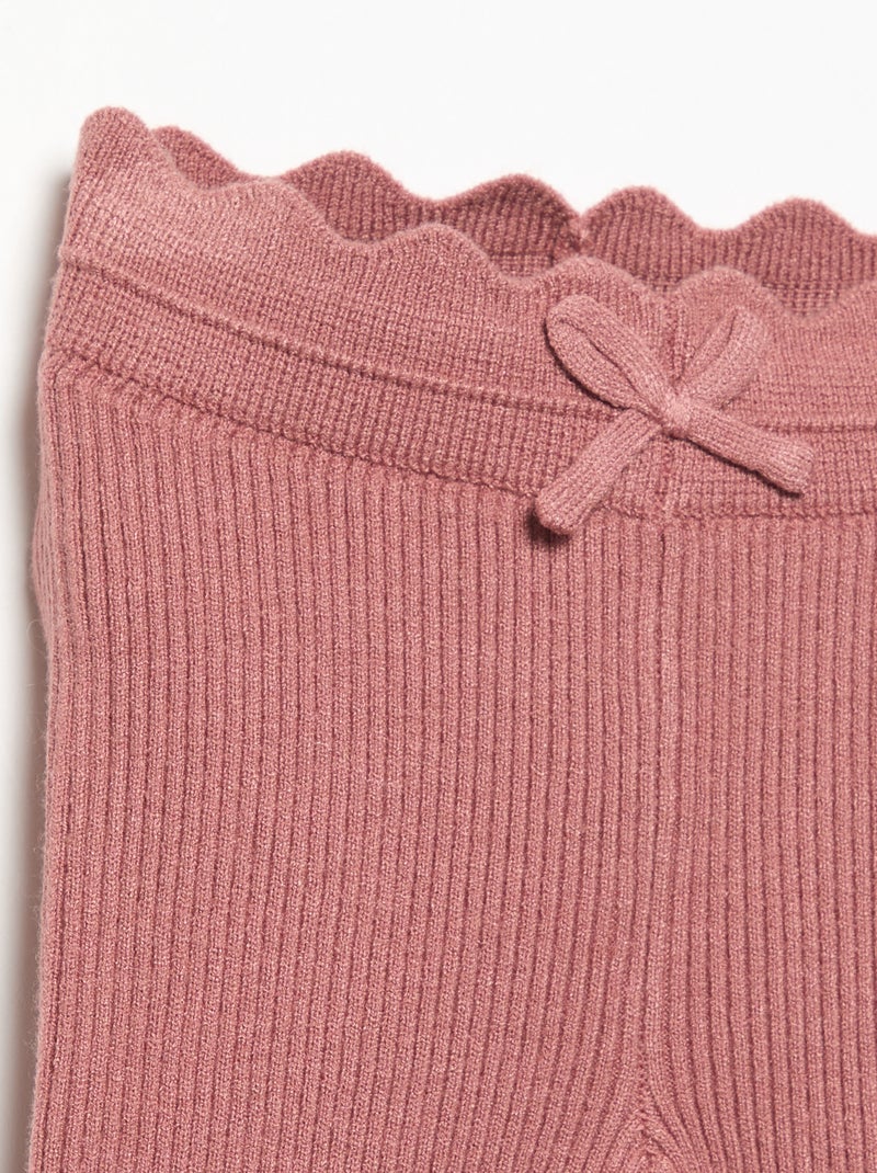 Legging en tricot avec nœud à la taille Rose - Kiabi